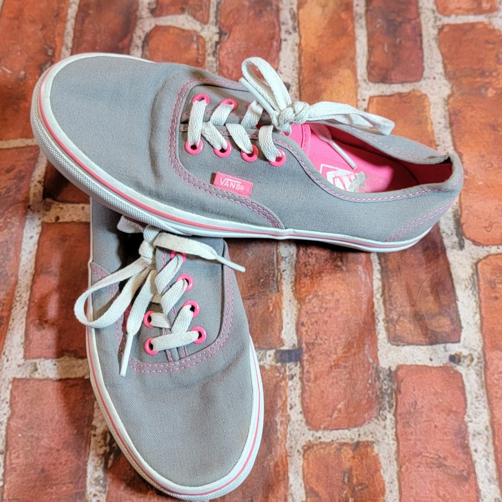Vans Womens Sz 7 Gray Pink Sneakers Shoes Guc Normal Wear